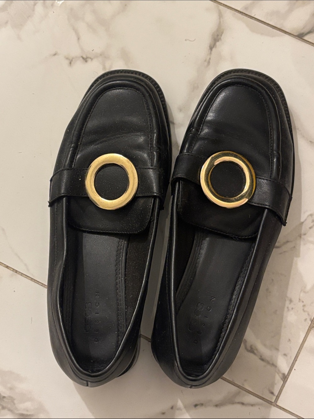 ASOS Black Loafers with Gold Circle Accent